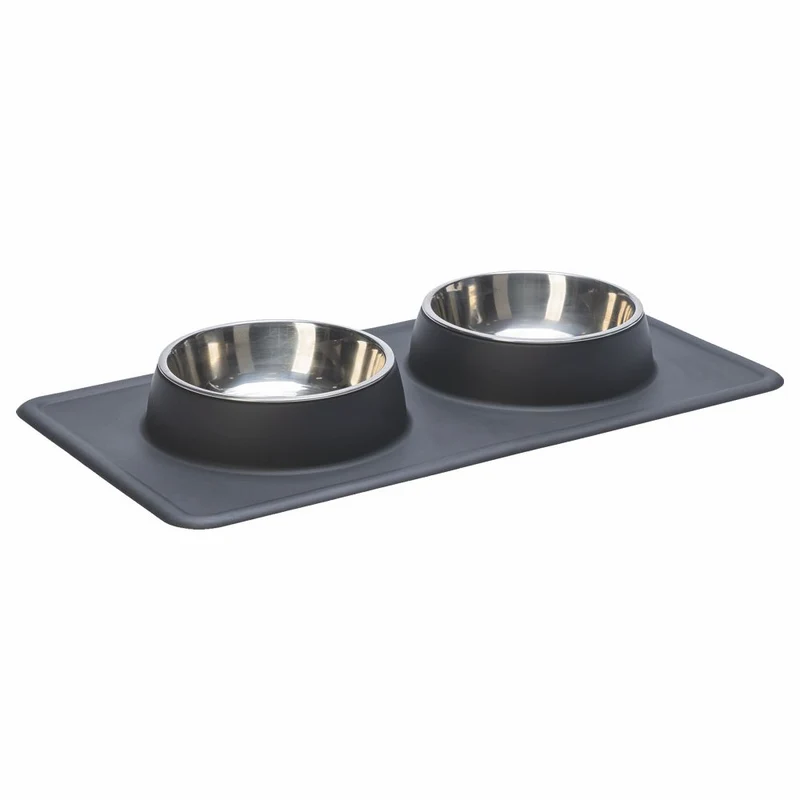 Edelstahl Futternapf DEX mit Silikon Napfunterlage - Wassernapf Fressnapf Hunde