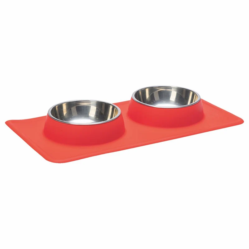 Edelstahl Futternapf DEX mit Silikon Napfunterlage - Wassernapf Fressnapf Hunde