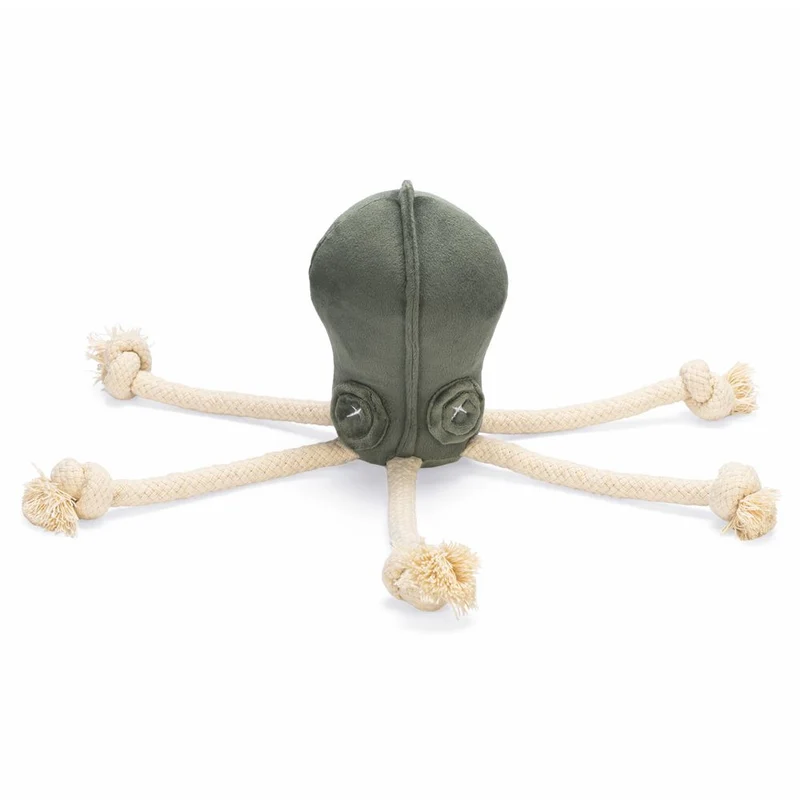 Designed by Lotte Oktopus AISHA - 28 cm - Samt-Hundespielzeug - Kuscheltier Seil