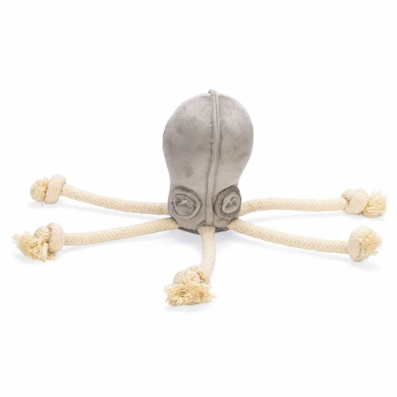 Designed by Lotte Oktopus AISHA - 28 cm - Samt-Hundespielzeug - Kuscheltier Seil