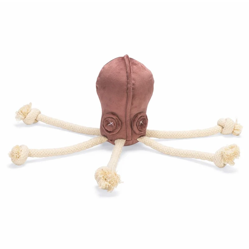 Designed by Lotte Oktopus AISHA - 28 cm - Samt-Hundespielzeug - Kuscheltier Seil