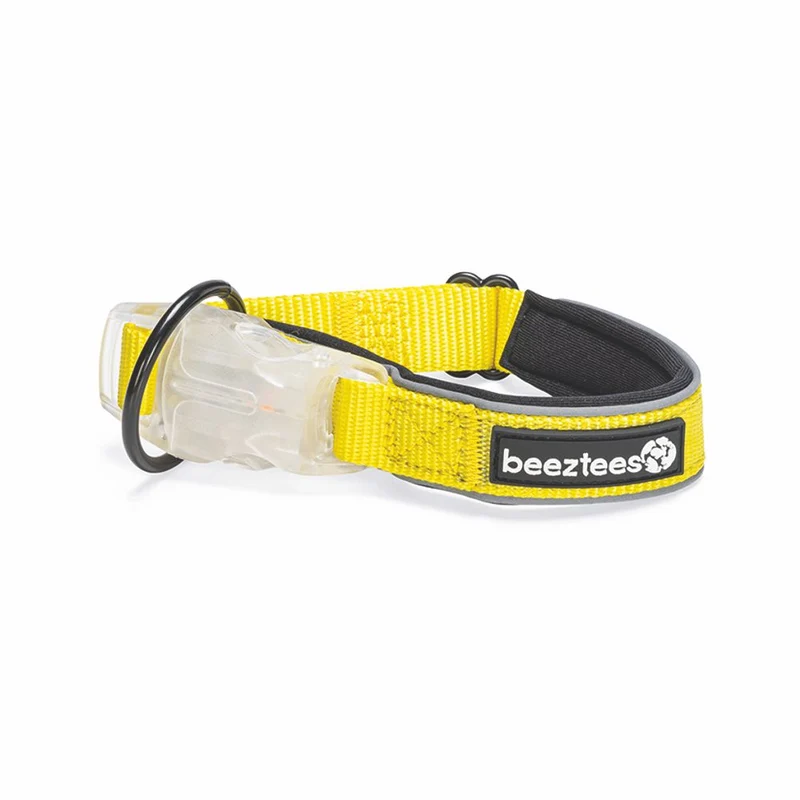 Beeztees Premium Sicherheitshalsband PARINCA - Nylon gelb - LED Hundehalsband