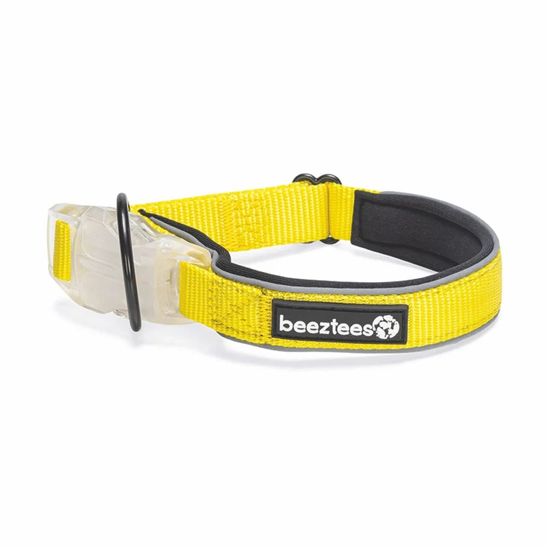 Beeztees Premium Sicherheitshalsband PARINCA - Nylon gelb - LED Hundehalsband