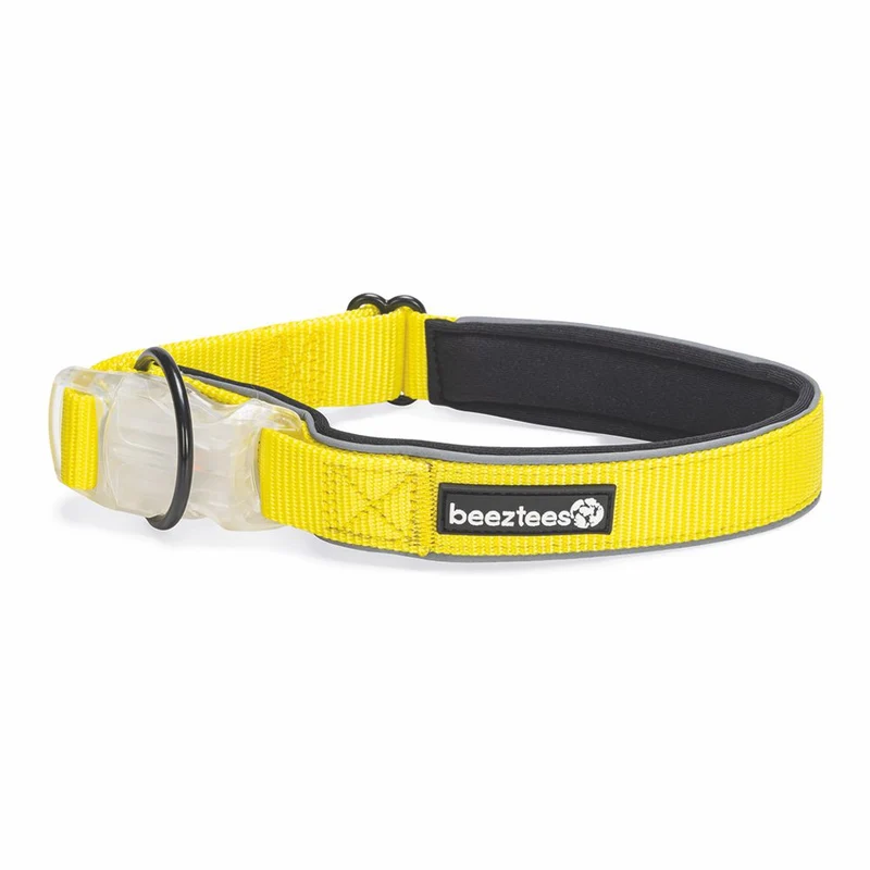 Beeztees Premium Sicherheitshalsband PARINCA - Nylon gelb - LED Hundehalsband