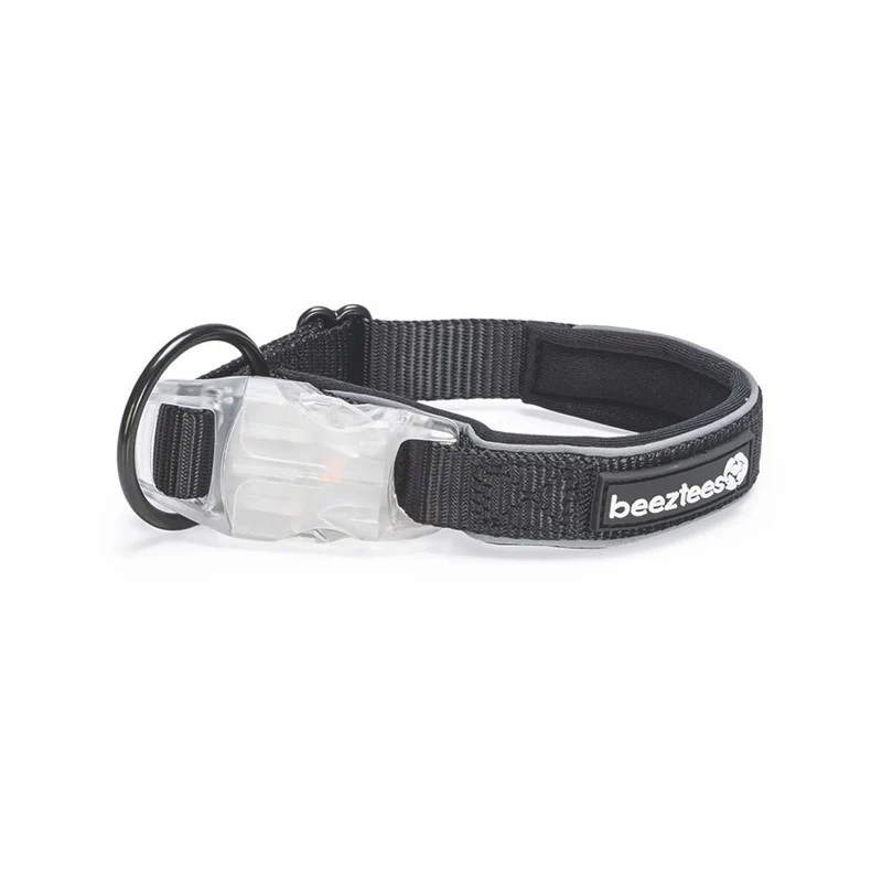 Beeztees Premium Sicherheitshalsband PARINCA - Nylon schwarz - LED Hundehalsband