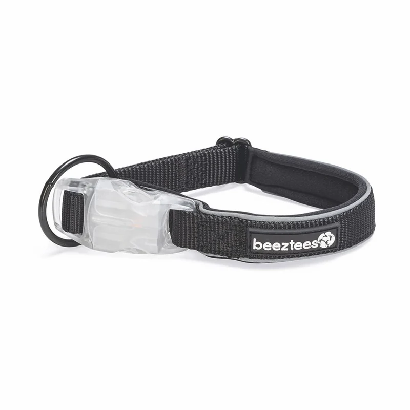 Beeztees Premium Sicherheitshalsband PARINCA - Nylon schwarz - LED Hundehalsband