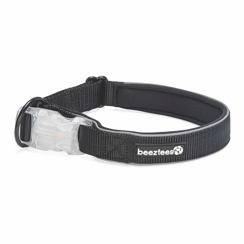 Beeztees Premium Sicherheitshalsband PARINCA - Nylon schwarz - LED Hundehalsband