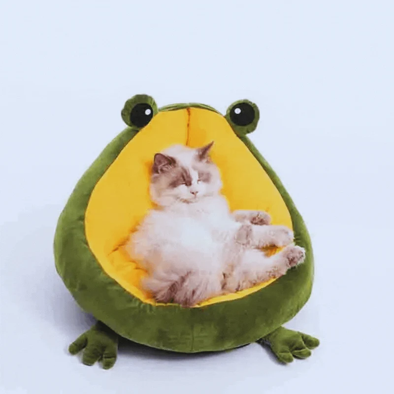 Kuscheliges Frosch-Haustierbett – Weiches Schlafsofa für Hunde und Katzen