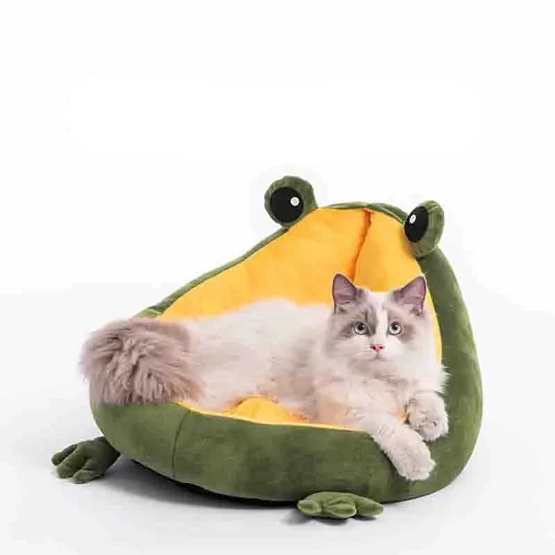 Kuscheliges Frosch-Haustierbett – Weiches Schlafsofa für Hunde und Katzen