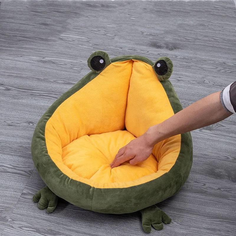 Kuscheliges Frosch-Haustierbett – Weiches Schlafsofa für Hunde und Katzen