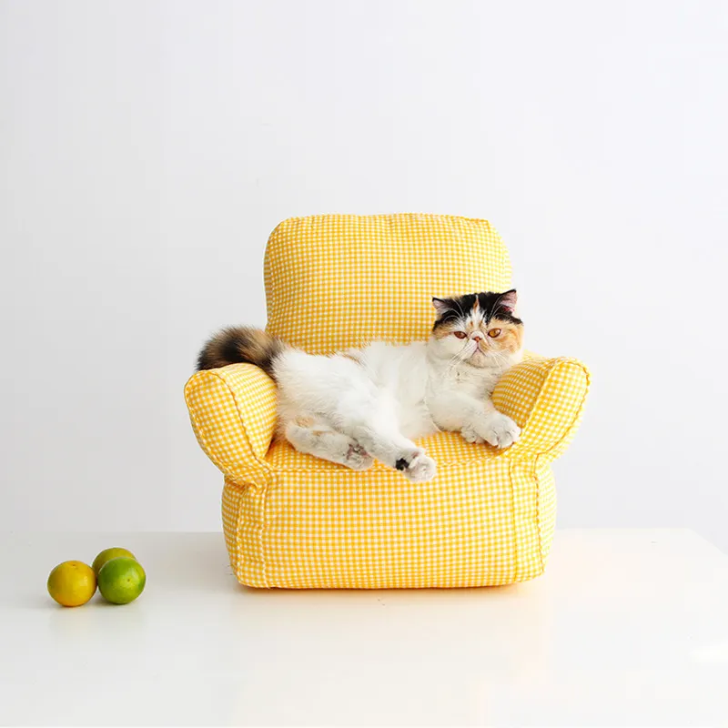 Mini Haustier-Sessel für Katzen und Kleine Hunde – Bequemer Lounge-Stuhl mit Armlehnen