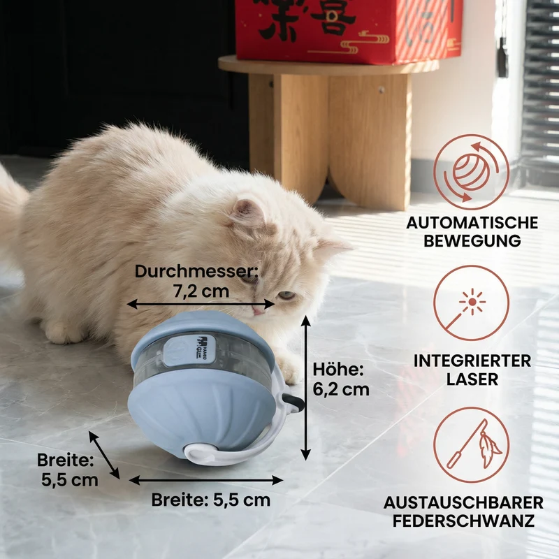 3in1 Interaktiver Katzen Laser Spielball mit Federschwanz