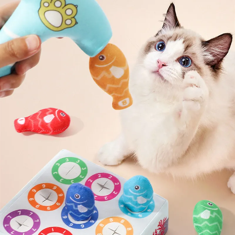 Interaktives Katzenspielzeug – Bunte Fischspielzeuge Im Set Zum Kauen und Spielen