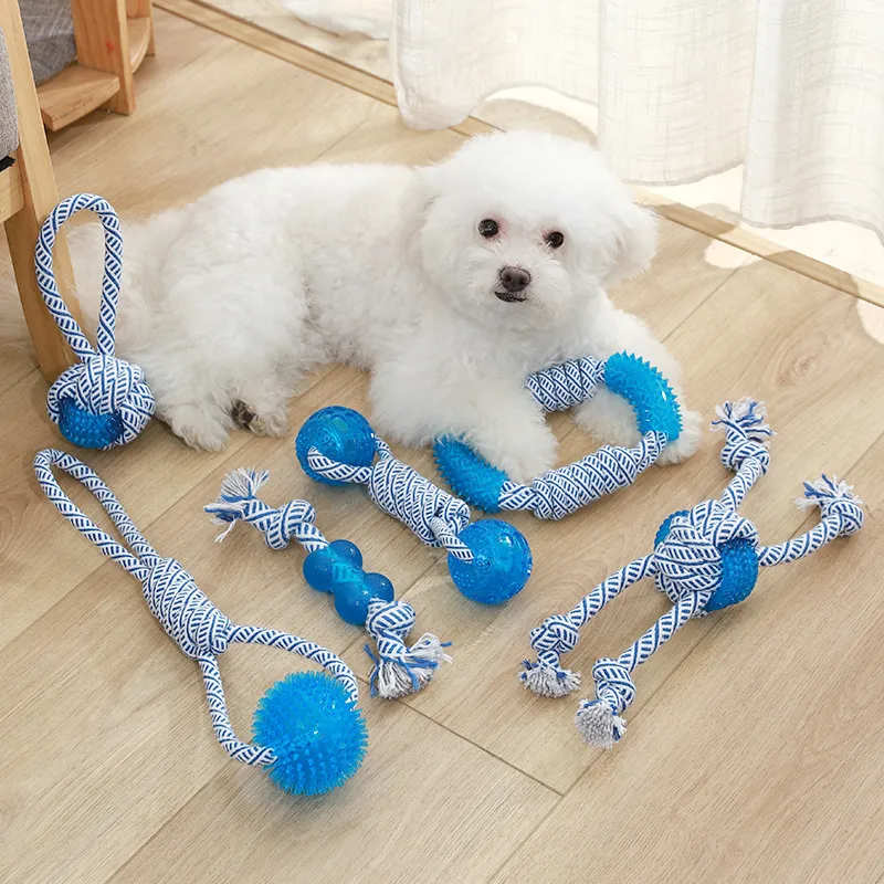 Hundespielzeug mit Gummikugel und Seil – Kauspielzeug zum Ziehen und Spielen