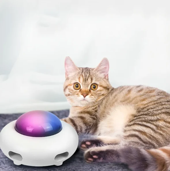 Interaktives Katzenspielzeug mit LED-Lichtern und Schwanzfeder