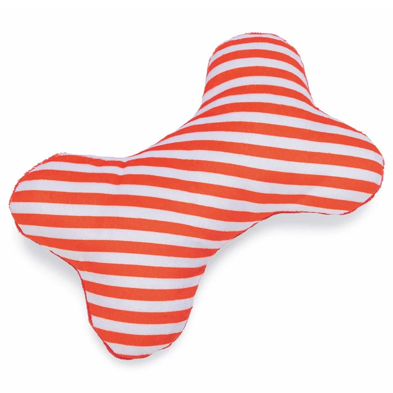 Beeztees XMAS Plüsch-Hundespielzeug Knochen 13 cm - rot/weiß - knistert Squeaker