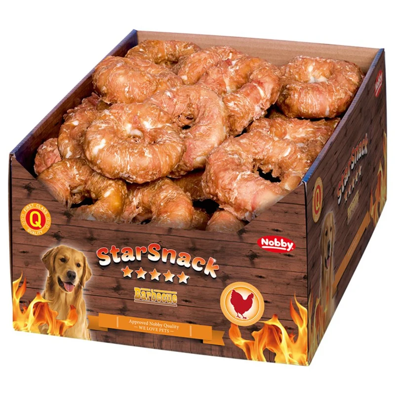 Nobby Rinderhaut Kauring Chicken Donut - S/L - Hähnchen Hundesnack Kausnack