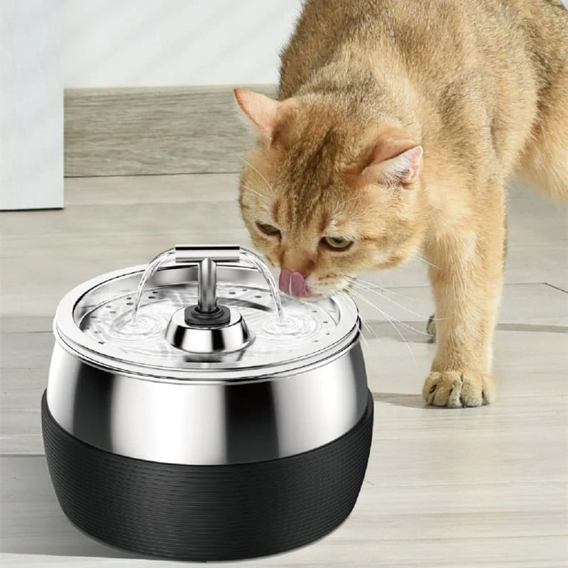 3L Edelstahl Trinkbrunnen für Hunde und Katzen – Leiser Wasserspender mit Doppeltem Auslauf