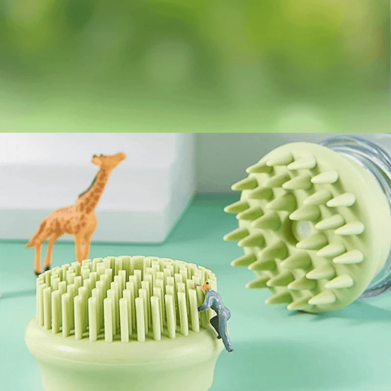 Silikon Haustier-Duschbürste mit Shampoo-Behälter für Sanfte Fellpflege