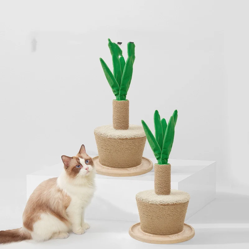 Katzenskratzbaum Pflanze – Kratzstamm mit Sisal und weichen Blättern, Katzenkratzmöbel für Zuhause