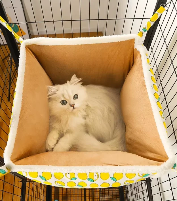 Katzenschlafkorb mit Süßem Katzenmuster – Weiches und Gemütliches Körbchen für Katzen