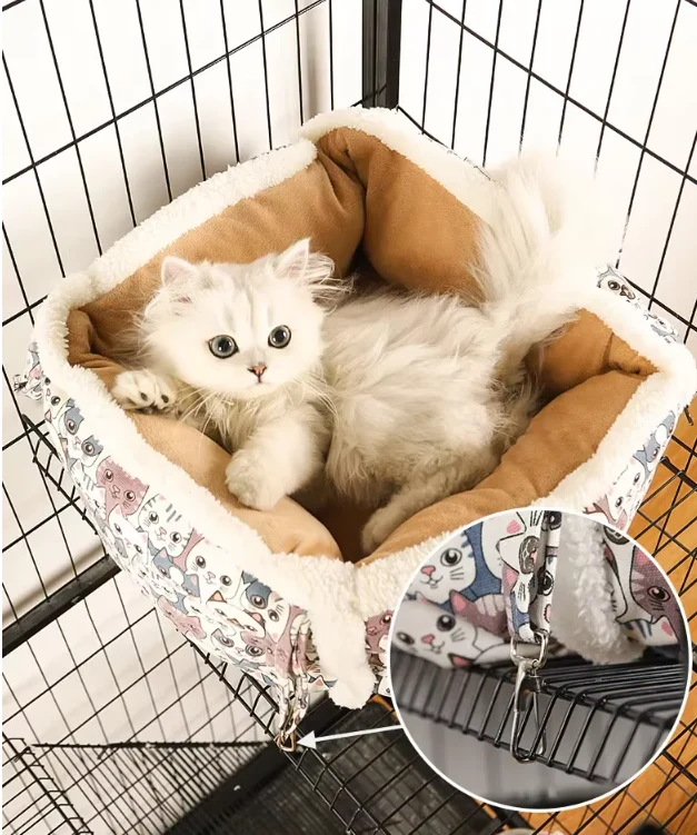 Katzenschlafkorb mit Süßem Katzenmuster – Weiches und Gemütliches Körbchen für Katzen