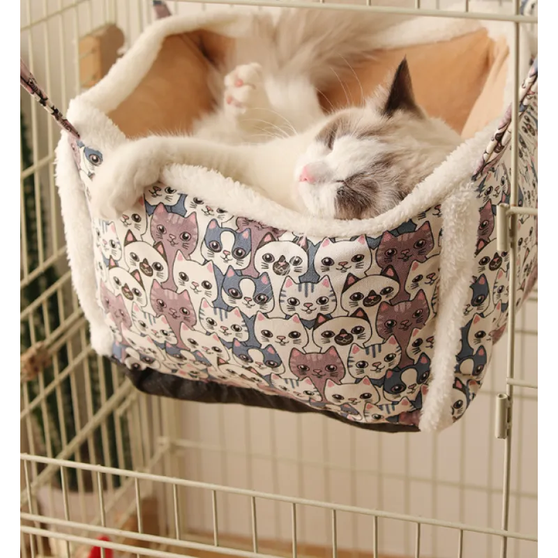 Katzenschlafkorb mit Süßem Katzenmuster – Weiches und Gemütliches Körbchen für Katzen