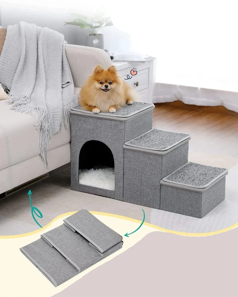 Haustier Treppe und Rampenleiter – Stabil und Zusammenklappbar, für Hunde und Katzen
