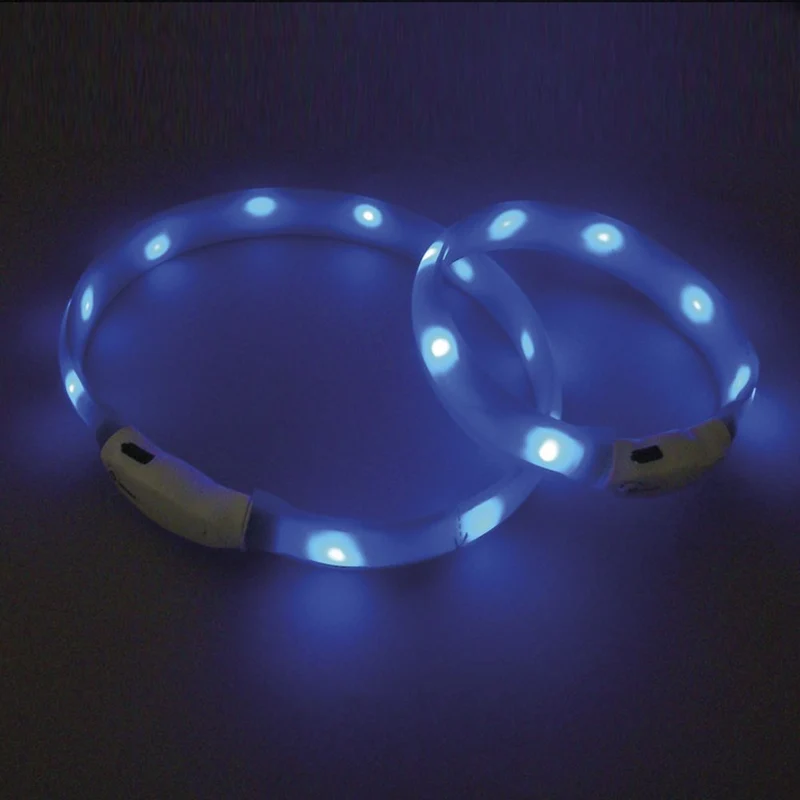 Nobby LED Leuchthalsband VISIBLE - S/M/L - Langhaar - Silikon Leuchtband Hund