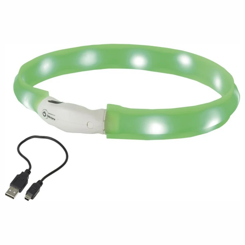 Nobby LED Leuchthalsband VISIBLE - S/M/L - Langhaar - Silikon Leuchtband Hund