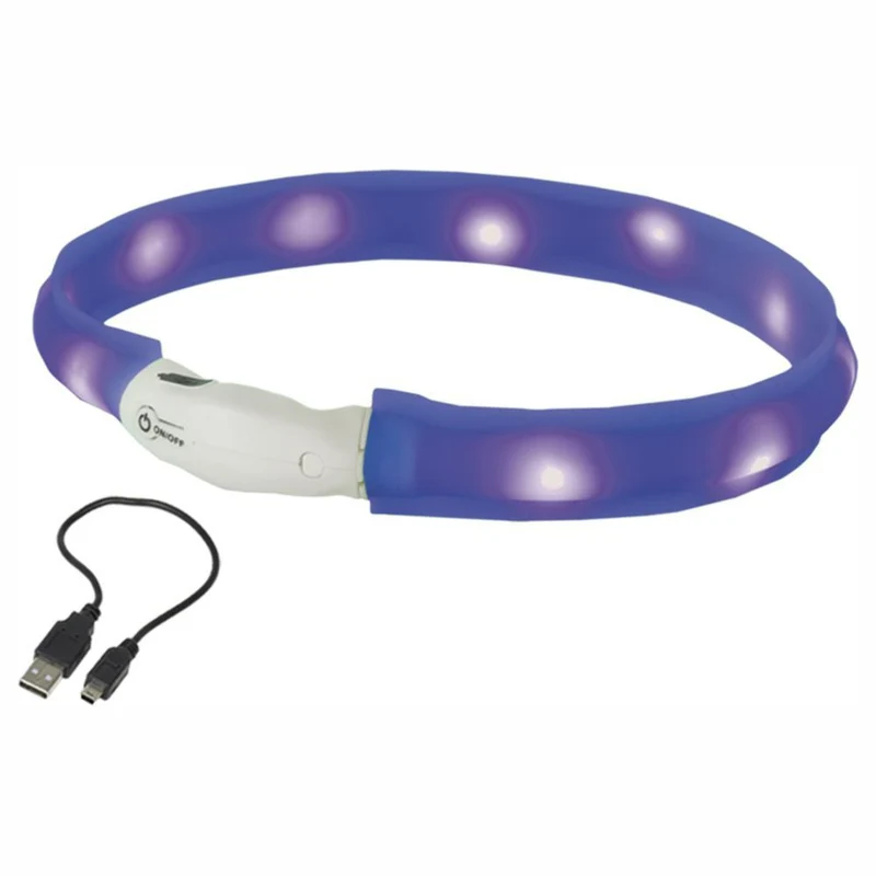 Nobby LED Leuchthalsband VISIBLE - S/M/L - Langhaar - Silikon Leuchtband Hund
