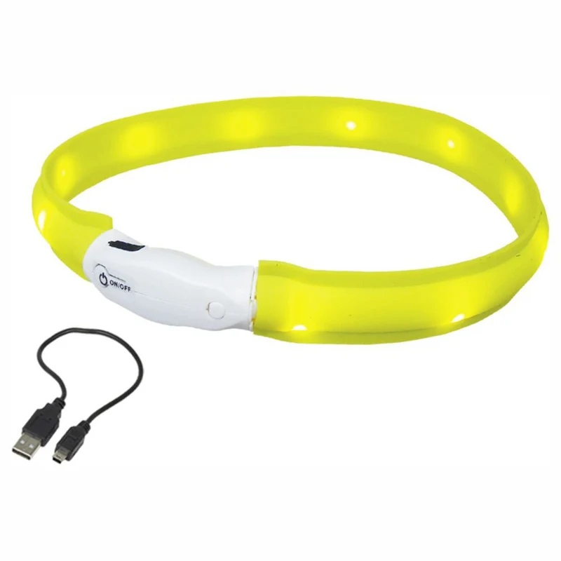 Nobby LED Leuchthalsband VISIBLE - S/M/L - Langhaar - Silikon Leuchtband Hund