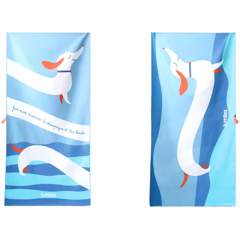 The Beach Towel – Dackel, Blue Lagoon (80x160 cm)