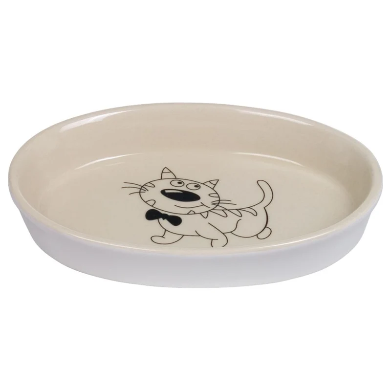 Katzen Keramik Schale für Katzen - oval - Milchschale Futternapf Fressnapf Napf