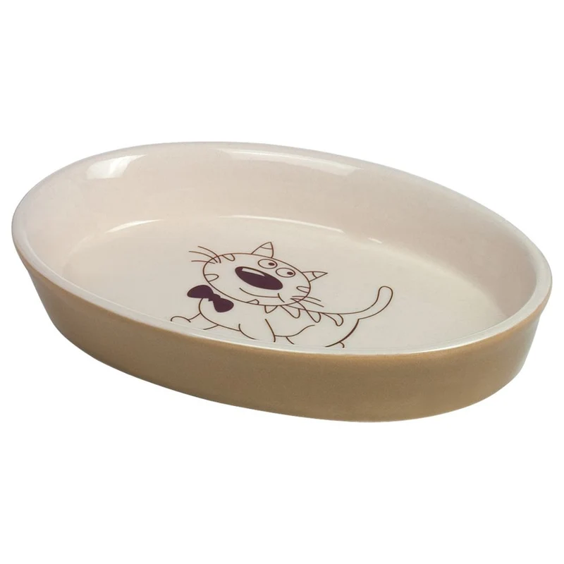 Katzen Keramik Schale für Katzen - oval - Milchschale Futternapf Fressnapf Napf