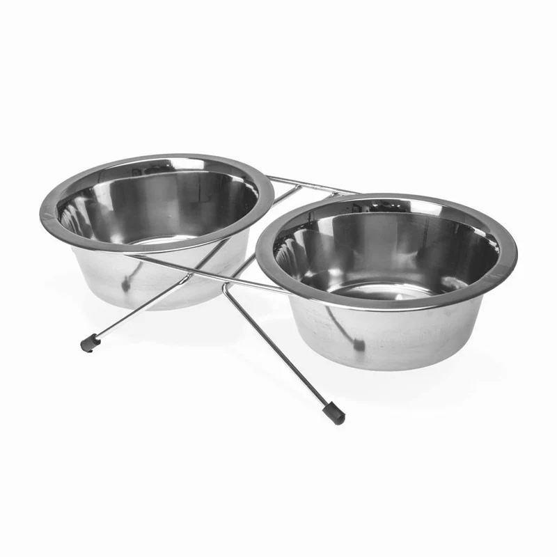 Karlie Edelstahl Doppelnapf - Hunde/Katzen - Wassernapf Fressnapf Futternapf
