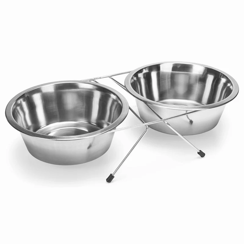 Karlie Edelstahl Doppelnapf - Hunde/Katzen - Wassernapf Fressnapf Futternapf