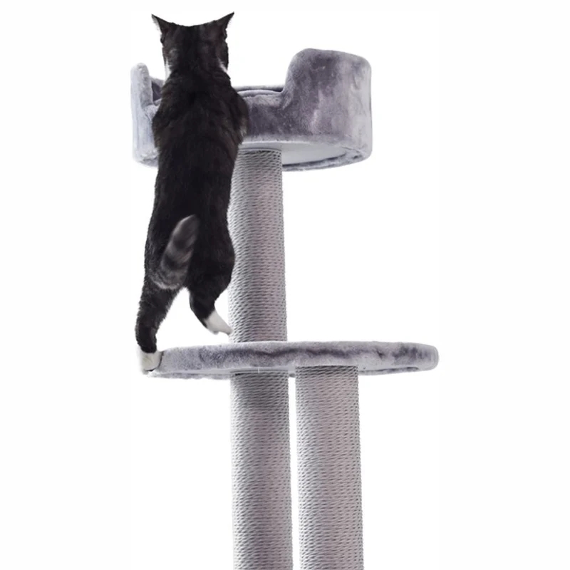 Nobby Katzen Kratzbaum MELO - 50 x 50 x 126 cm - grau - Plüsch - Liegekorb