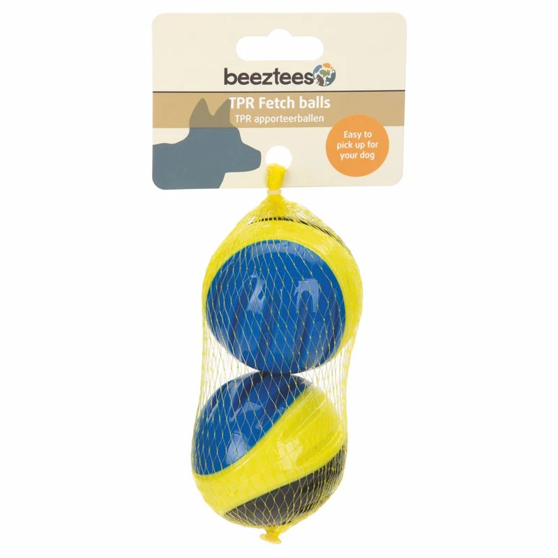 Beeztees TPR Fetch Ball - 2 Stück 6,3 cm blau/gelb/schwarz - Apportierspielzeug