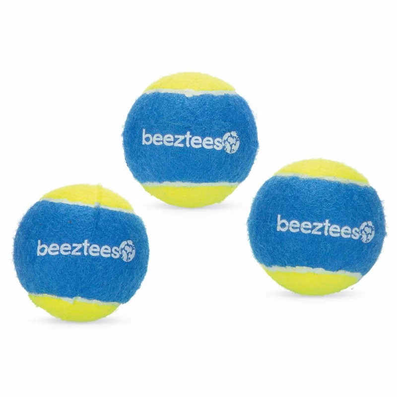 Beeztees Tennisball - 3 Stück - 6,3 cm - blau/gelb - Apportierspielzeug Bälle