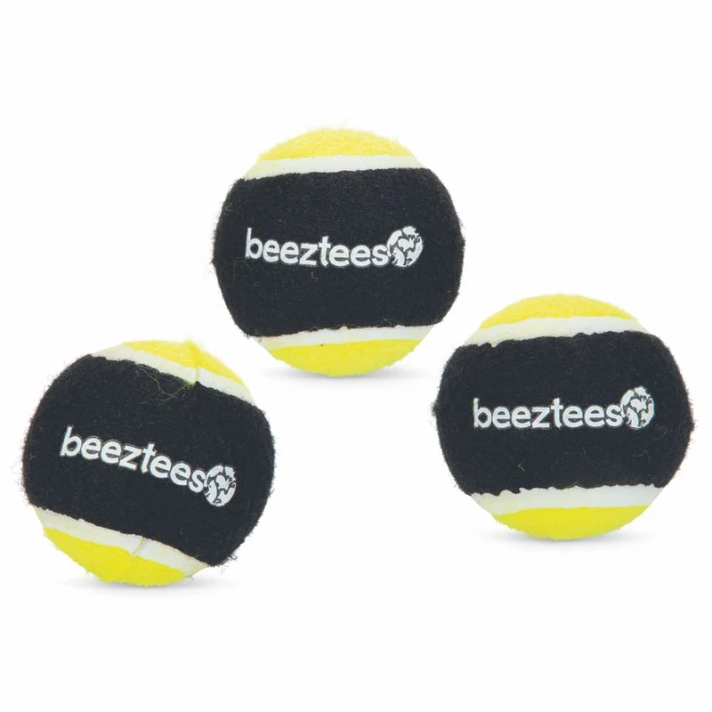 Beeztees Moosgummiball - 3 Stück - 6,3 cm - schwarz/gelb - Apportierspielzeug