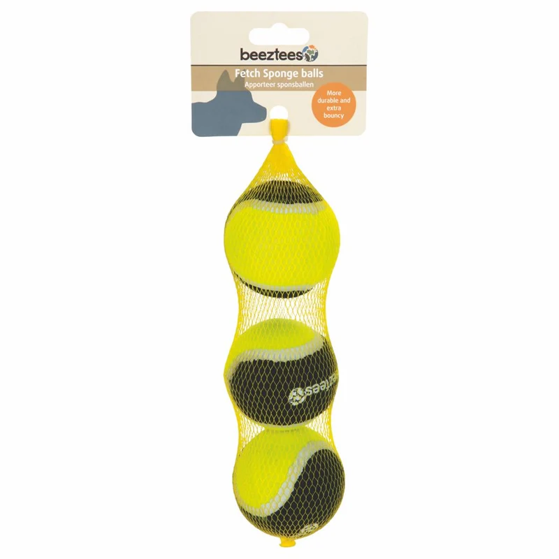 Beeztees Moosgummiball - 3 Stück - 6,3 cm - schwarz/gelb - Apportierspielzeug