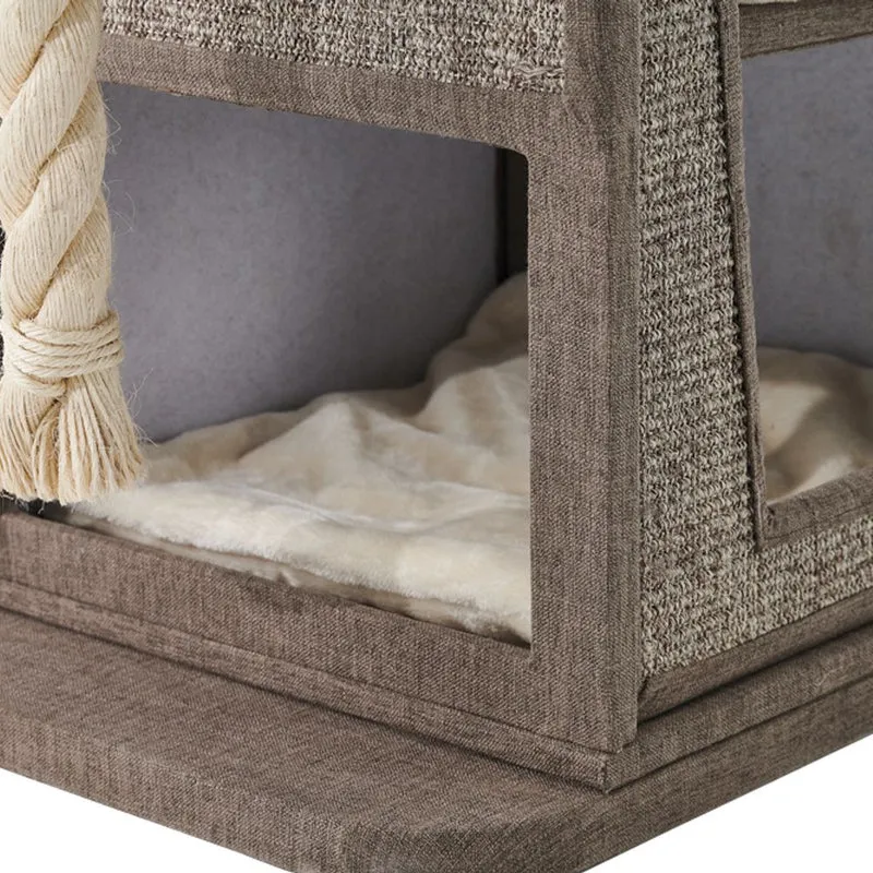 Nobby Katzen Kratzbaum ULVI - 80 x 50 x 76 cm - braun Leinenoptik - große Höhle