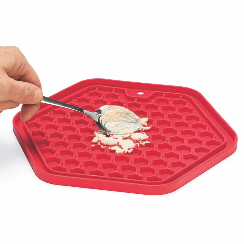 Beeztees Silikon Leckmatte Hexagon - Hund Katze - Schleckmatte Anti-Schlingmatte