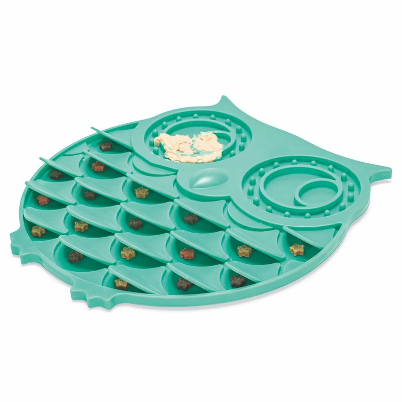 Beeztees Silikon Leckmatte Eule - Hund Katze - Schleckmatte Anti-Schlingmatte