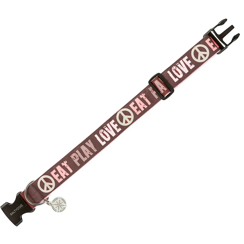 Hundehalsband „Eat Play Love“, Choco - Rose