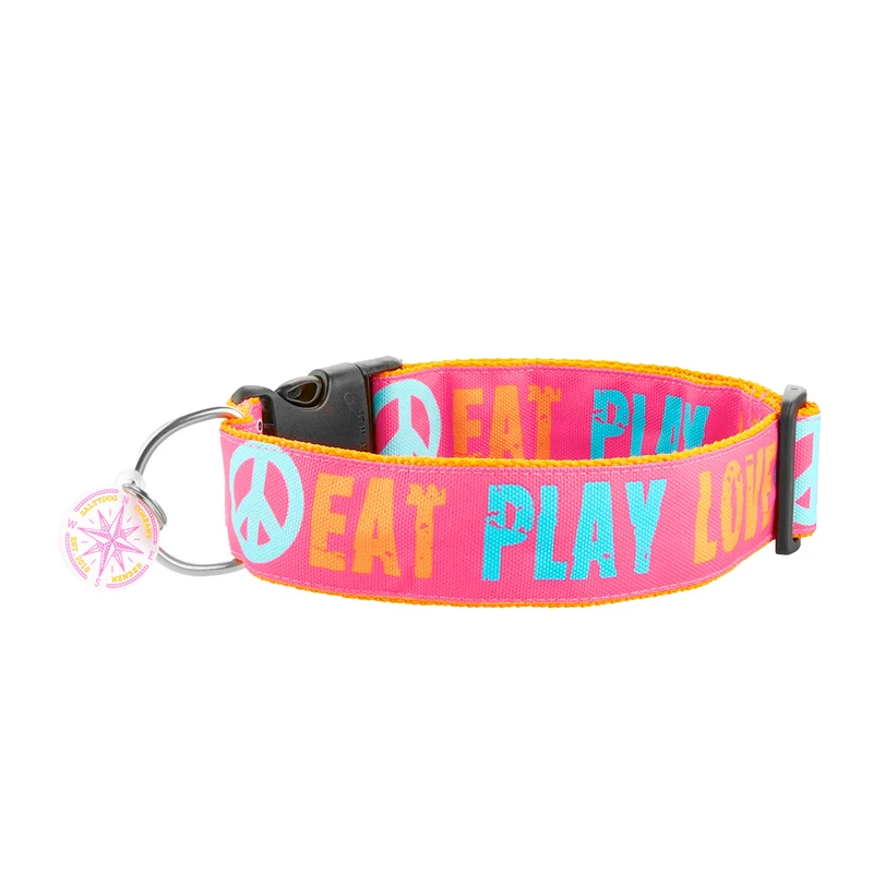 Hundehalsband „Eat Play Love“, Pink