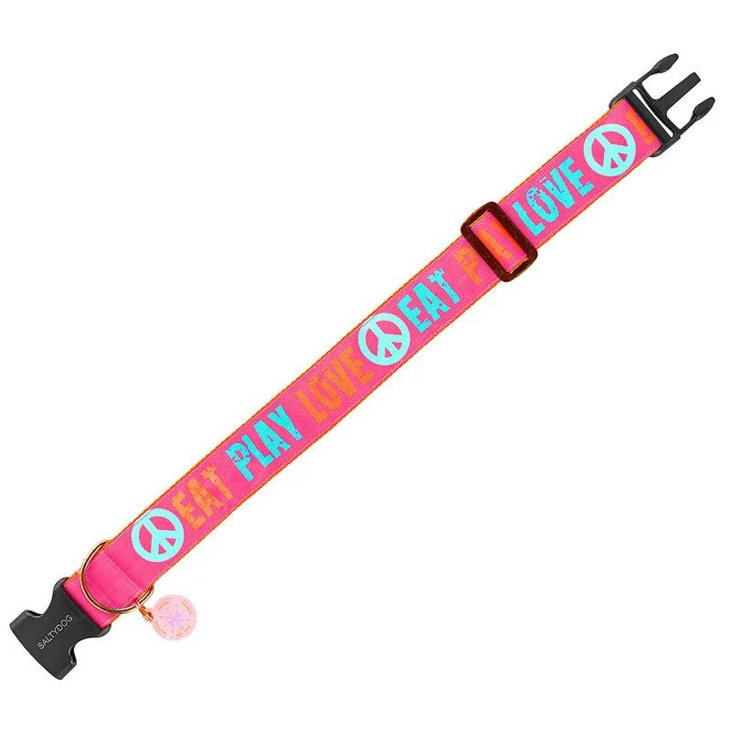 Hundehalsband „Eat Play Love“, Pink