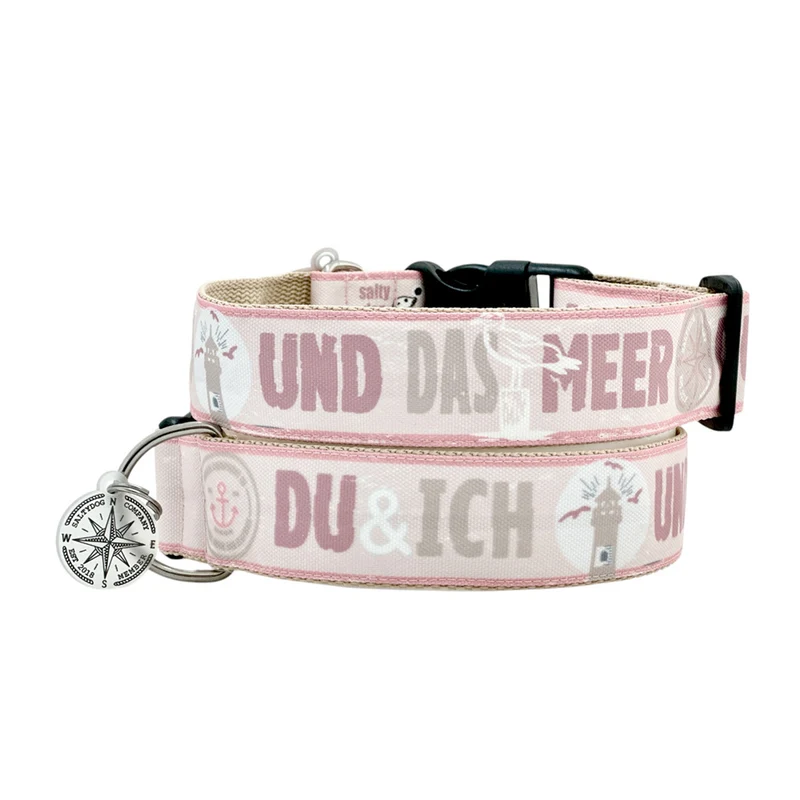Hundehalsband „Du & ich und das Meer“, Mauve