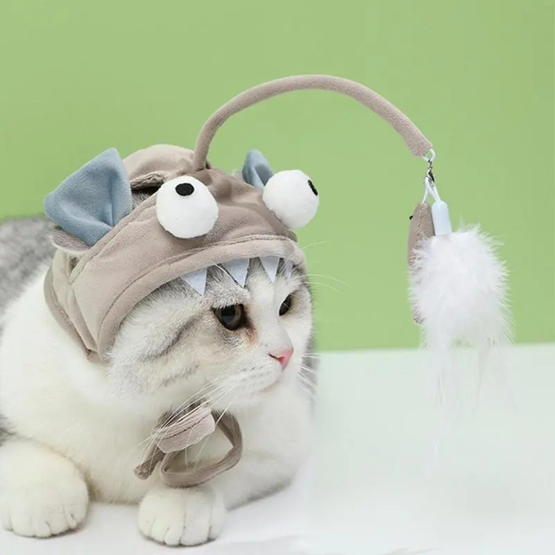 Katzenhut Mit Anhänger – Lustiges Tierkostüm für Katzen Mit Spielzeug